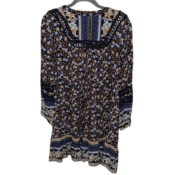 Sundance Navy Blue Floral Boho Long Sleeve Dress Size XS - Picture 4 of 8